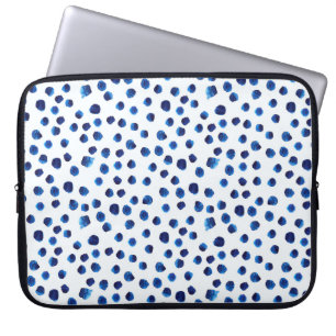 Housse Pour Ordinateur Portable Pois bleu aquarelle motif transparent
