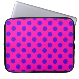 Housse Pour Ordinateur Portable Pois bleus sur fuchsia