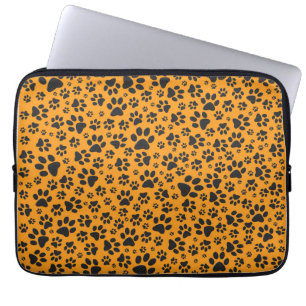 Housse Pour Ordinateur Portable Pois de chien noir et blanc Pointe Polka sur dahli