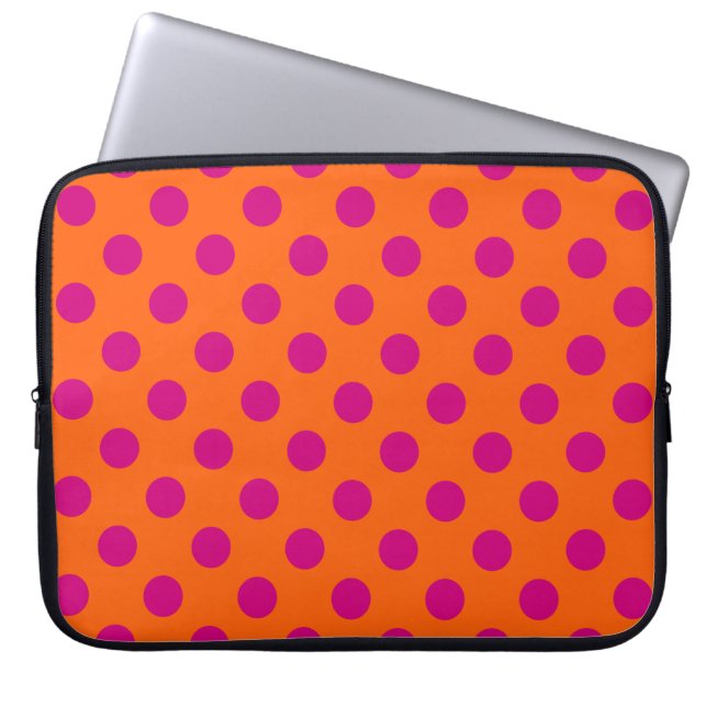 Housse Pour Ordinateur Portable Pois Fuchsia orange (Devant)