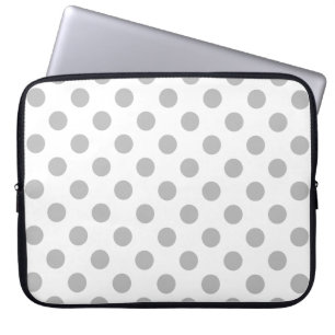 Housse Pour Ordinateur Portable Pois gris sur blanc