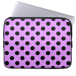 Housse Pour Ordinateur Portable Pois noirs sur lilas