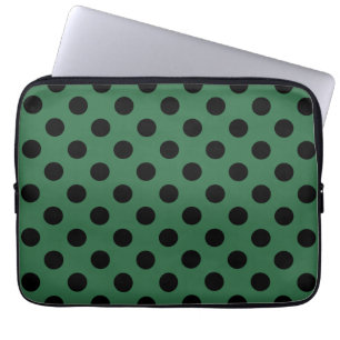 Housse Pour Ordinateur Portable Pois noirs sur vert kelly