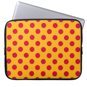 Housse Pour Ordinateur Portable Pois rouges sur jaune