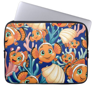 Housse Pour Ordinateur Portable Poisson clown Cartoon mignon Famille Sous l'eau