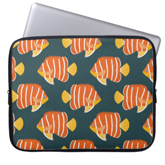 Housse Pour Ordinateur Portable Poisson Frénétique : Conception Vintage sans joint