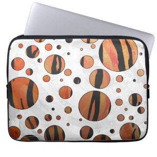 Housse Pour Ordinateur Portable Polis Dot Tiger Hot orange et noir