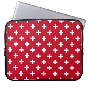 Housse Pour Ordinateur Portable Polka blanche croise sur rouge