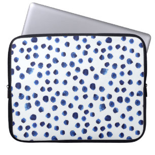 Housse Pour Ordinateur Portable Polka Bleue : Aquarelle Point sans joint.