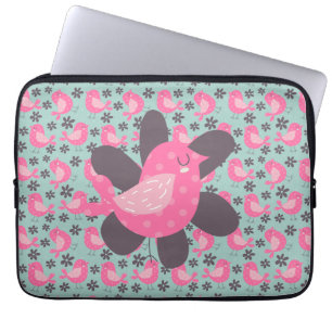 Housse Pour Ordinateur Portable Polka Dot Birds and Flowers