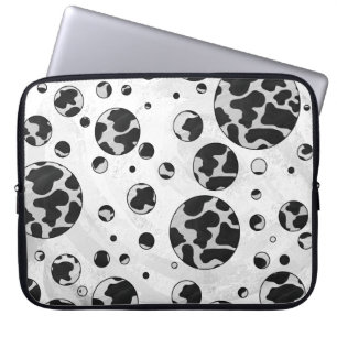 Housse Pour Ordinateur Portable Polka Dot Cow Black and White Print