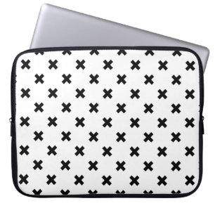 Housse Pour Ordinateur Portable Polka noire croise sur blanc
