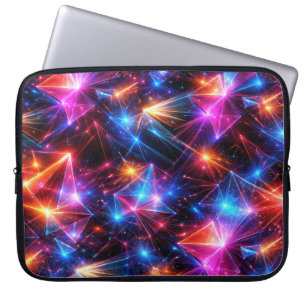 Housse Pour Ordinateur Portable Polygone Néon Abstrait avec Explosions