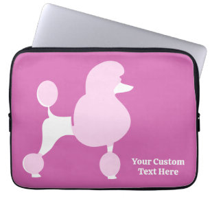 Housse Pour Ordinateur Portable Poodé rose de texte personnalisé