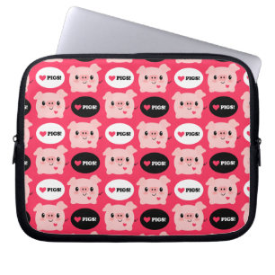 Housse Pour Ordinateur Portable Porcs d'amour de Kawaii I