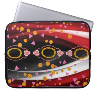 Housse Pour Ordinateur Portable Portable Abstrait Rouge Blanc Noir