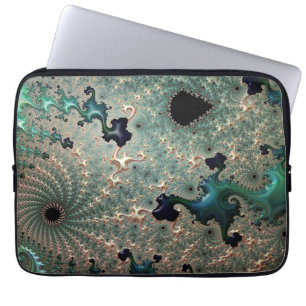 Housse Pour Ordinateur Portable Portable Emerald et Gold Mandelbrot
