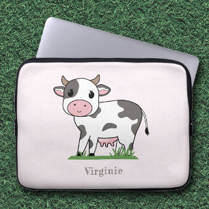 Housse Pour Ordinateur Portable Portable rose Vache mignon