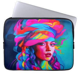 Housse Pour Ordinateur Portable Portrait Abstrait vibrant