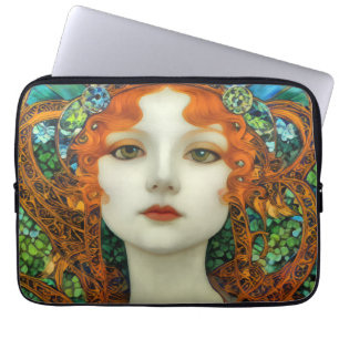 Housse Pour Ordinateur Portable Portrait d'une belle femme en verre tendu