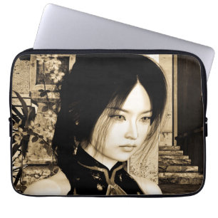 Housse Pour Ordinateur Portable Portrait d'une femme asiatique vintage