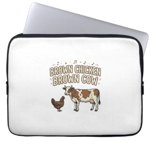 Housse Pour Ordinateur Portable Poule brune Vache brune Dessin de chemise de ferme