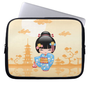 Housse Pour Ordinateur Portable Poupée Maiko Kokeshi - Cute Japonaise Geisha Girl