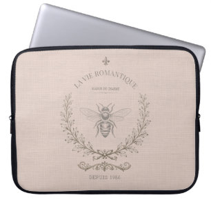 Housse Pour Ordinateur Portable Poussiéreux Blush Honey Bee Vintage Campagne Franç