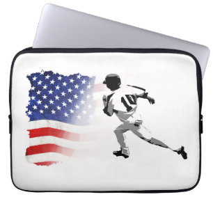Housse Pour Ordinateur Portable Première course de base - Joueur de base-ball et d