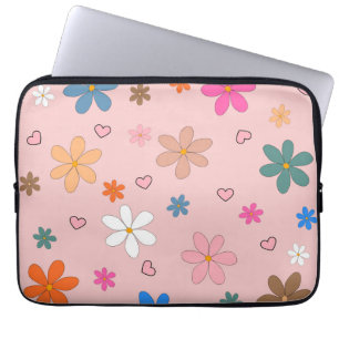 Housse Pour Ordinateur Portable Préppy rose coloré Flower Heart Y2K Motif