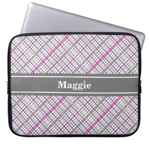Housse Pour Ordinateur Portable Pretty in rose and Grey Plaid