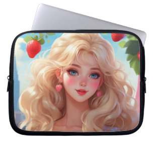 Housse Pour Ordinateur Portable Princesse aux fraises
