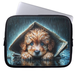 Housse Pour Ordinateur Portable Puppy mouillé à la recherche de chaleur et de conf