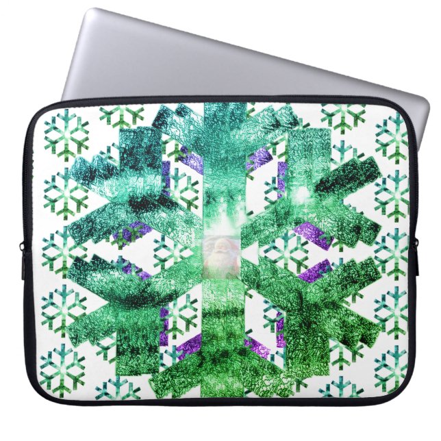 Housse Pour Ordinateur Portable Purple and Blue Snowflakes on an Electronics Bag (Devant)