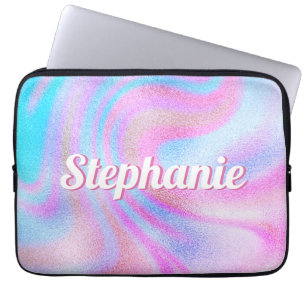 Housse Pour Ordinateur Portable Purple Blue Rose Shimmer Swirl Nom personnalisé