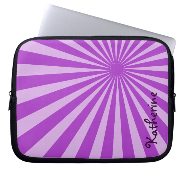Housse Pour Ordinateur Portable Purple Sunburst "Ajouter votre nom" (Devant)