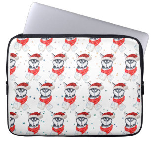 Housse Pour Ordinateur Portable Races de chiens Husky sibérien Étoiles de Noël