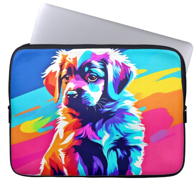 Housse Pour Ordinateur Portable Rainbow Hug Dog Art (Devant)