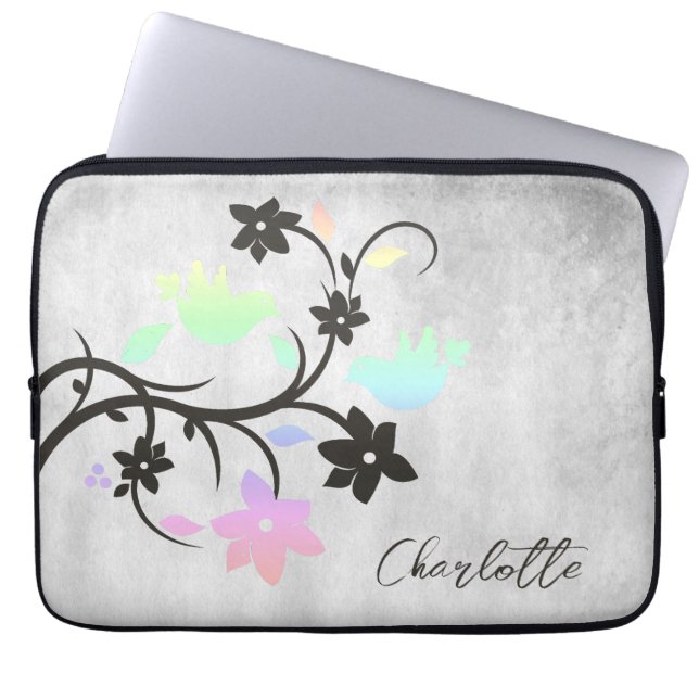 Housse Pour Ordinateur Portable Rainbow Pastel Lovebirds Personnalisé (Devant)