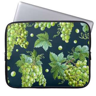 Housse Pour Ordinateur Portable Raisin vert : Aquarelle Motif foncé
