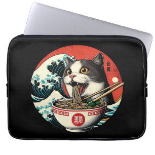 Housse Pour Ordinateur Portable Ramen de chat Art japonais Style vintage