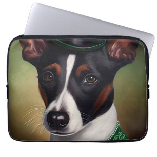Housse Pour Ordinateur Portable Rat Terrier Chien en robe de fête St. Patrick
