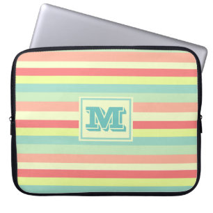 Housse Pour Ordinateur Portable Rayures d'été Monogrammes