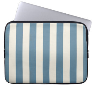 Housse Pour Ordinateur Portable Rayures verticales bleues et crème