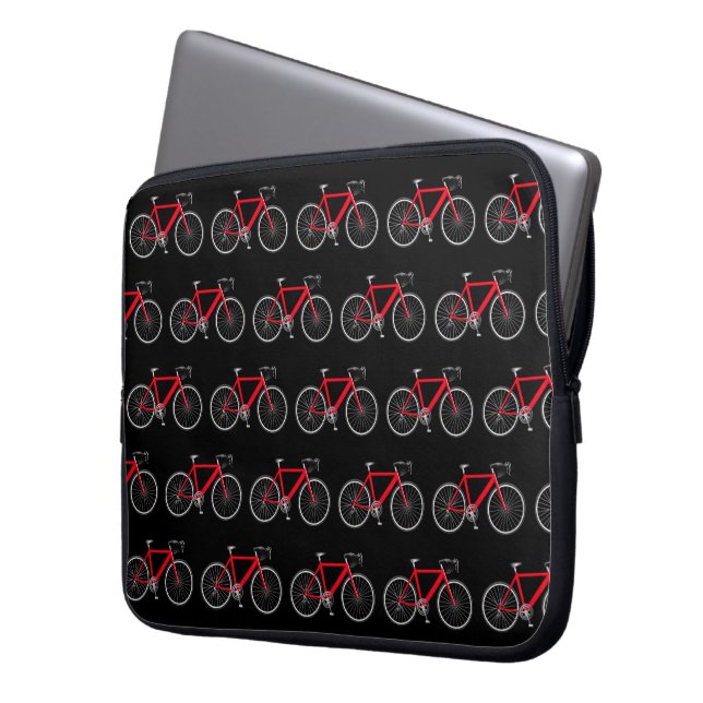 Housse Pour Ordinateur Portable Red Bicycle On Black (devant gauche)