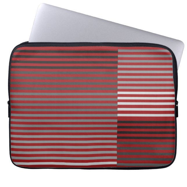 Housse Pour Ordinateur Portable Red, Gray, Black, White Stripes (Devant)