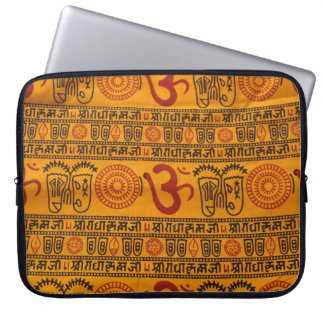 Housse Pour Ordinateur Portable Red Orange Om Motif religieux indien