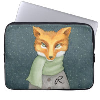 Renard boisé en hiver avec Monogramme
