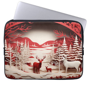 Housse Pour Ordinateur Portable Rennes 3D en hiver forestier