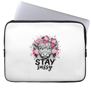 Housse Pour Ordinateur Portable Restez Sassy Vache Highland Rose Gravure Vintage S